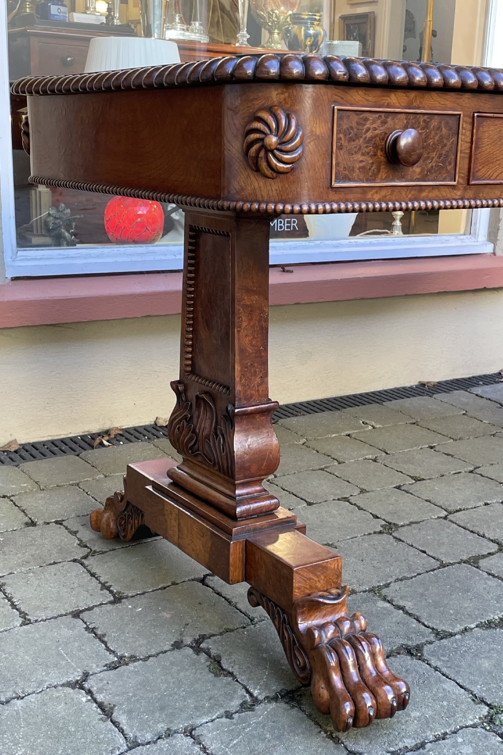 Superb George IV Burr Elm Library Table Attributed to William Trotter View VI
