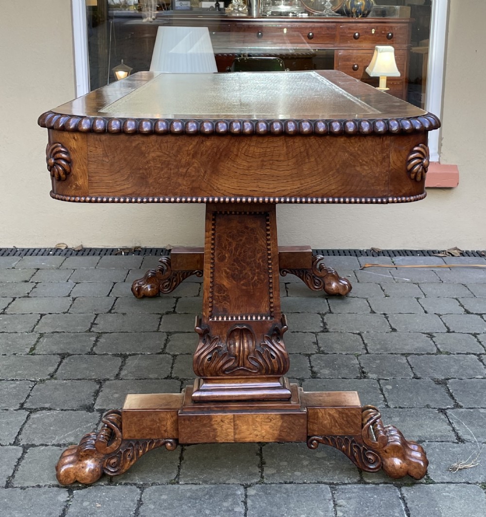 Superb George IV Burr Elm Library Table Attributed to William Trotter View VII