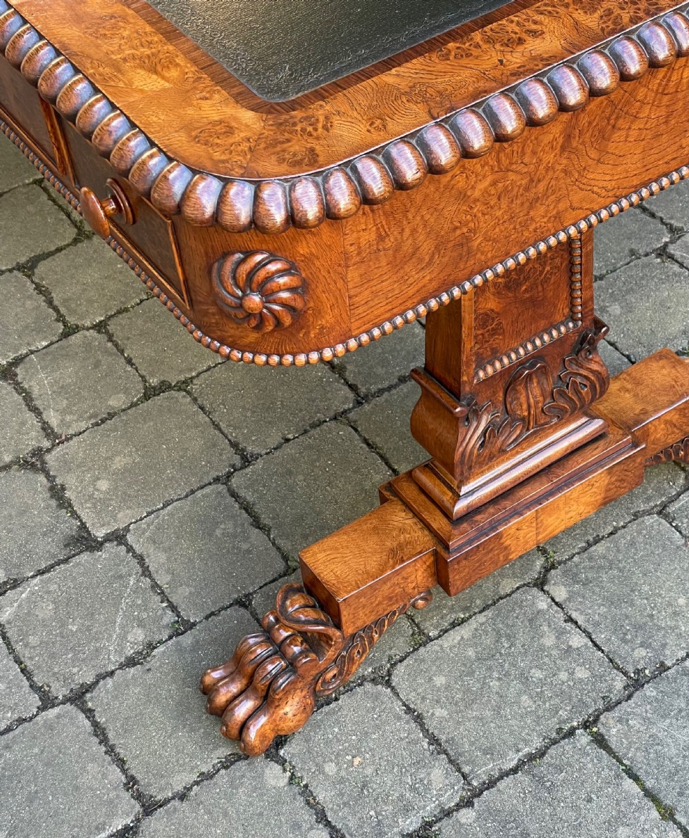 Superb George IV Burr Elm Library Table Attributed to William Trotter View X