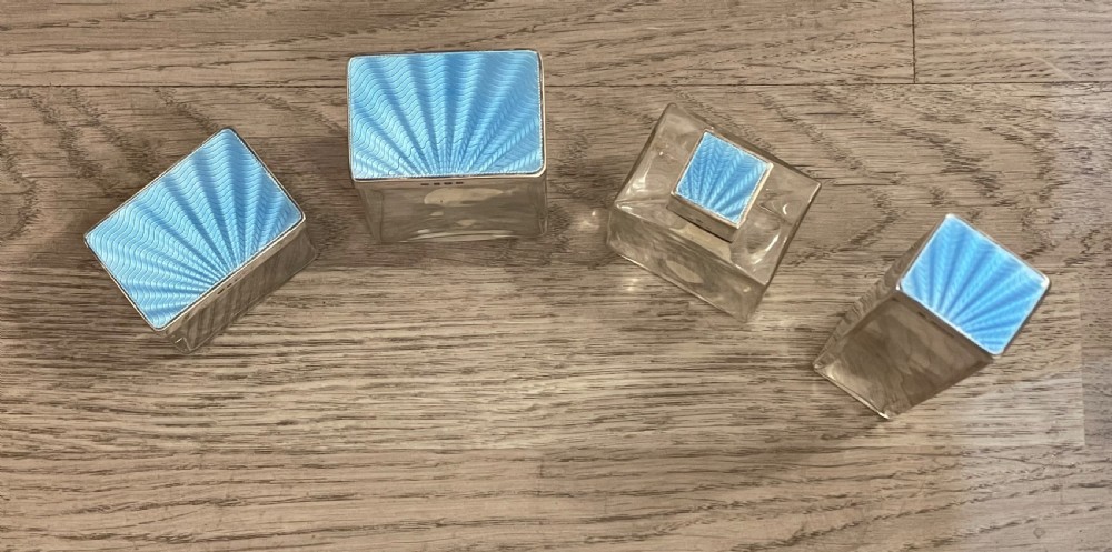 Art Deco Silver and Blue Enamel Dressing Tables Jars and Scent Bottle View IV