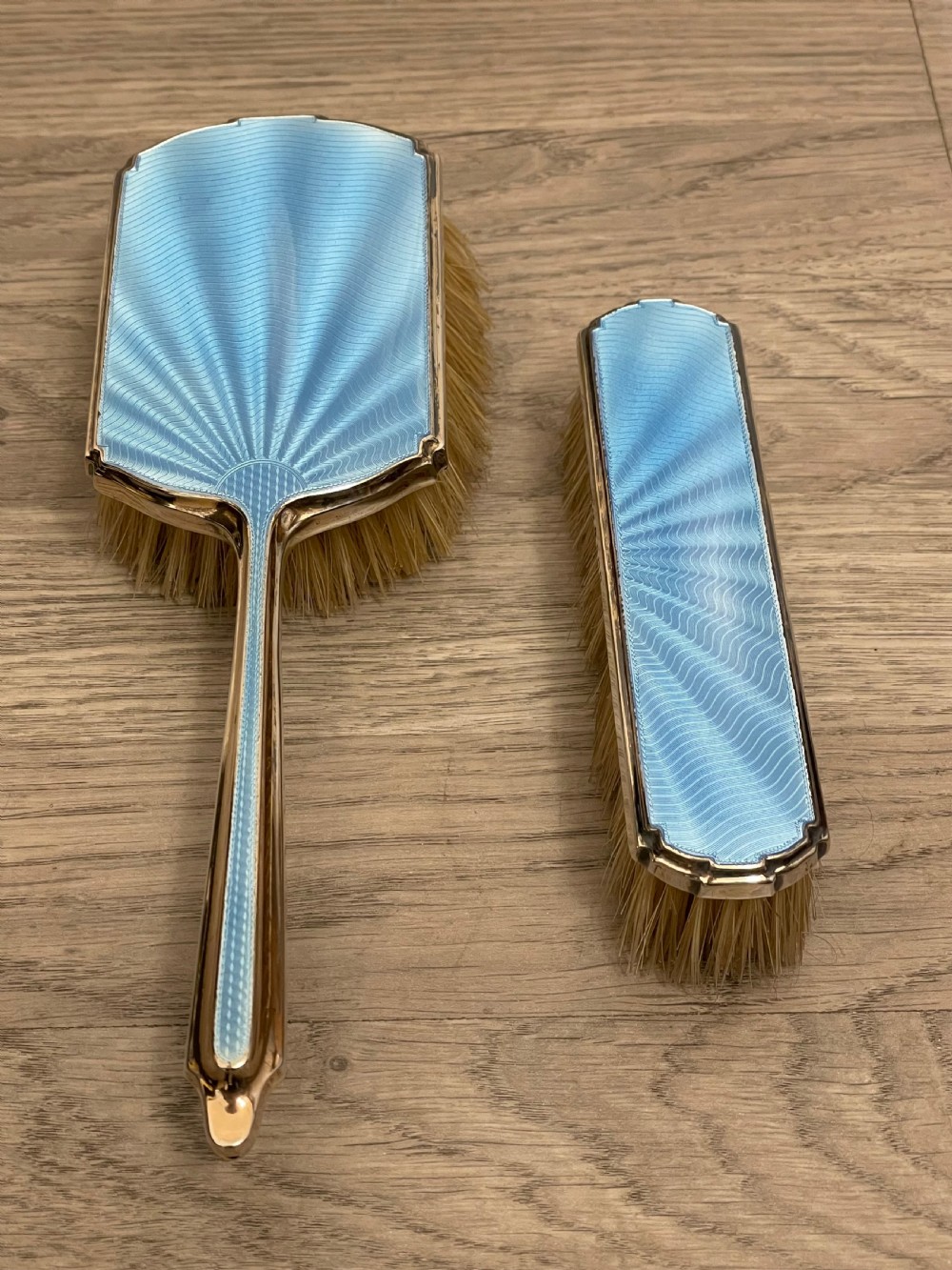 Art Deco Silver Gilt & Enamel Brush Set View III