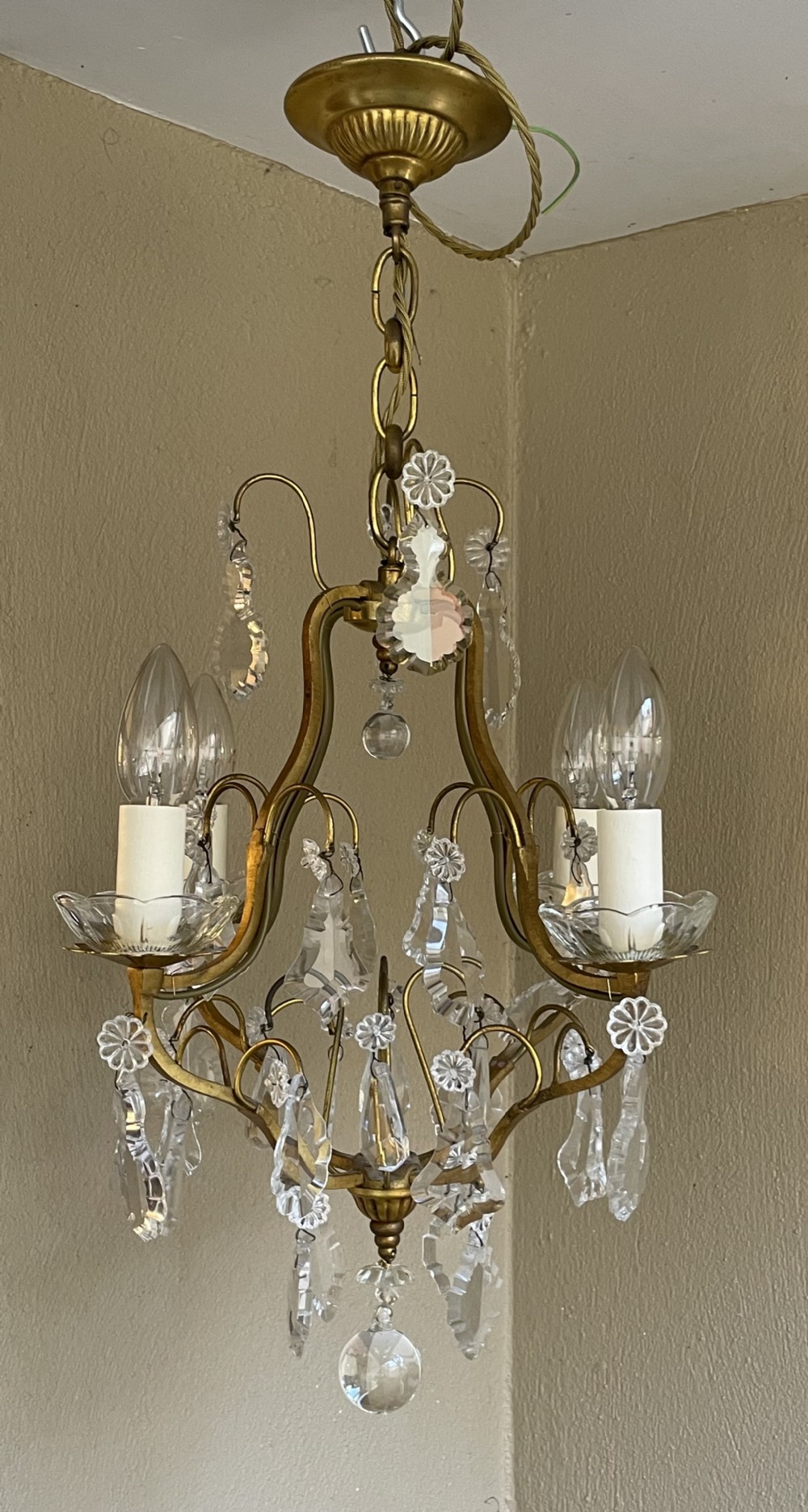 Pretty French Four Light Birdcage Chandelier 