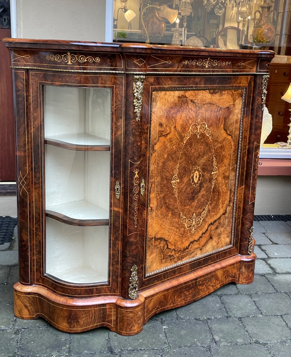 Superb Pair of Victorian Burr Walnut Credenza Sideboards View III