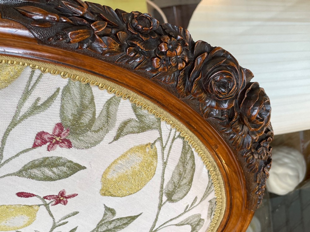 Superb Quality Victorian Carved Walnut Open Armchair View IV
