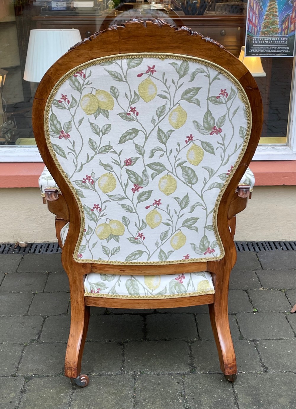 Superb Quality Victorian Carved Walnut Open Armchair View V