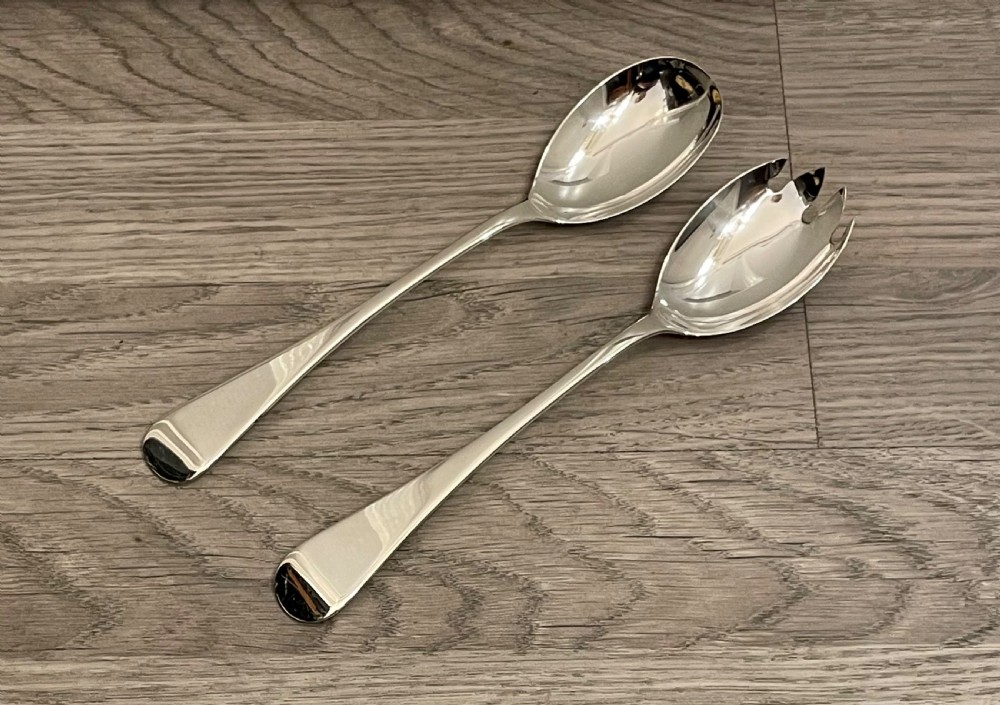 Pair of George V Solid Silver Salad Servers