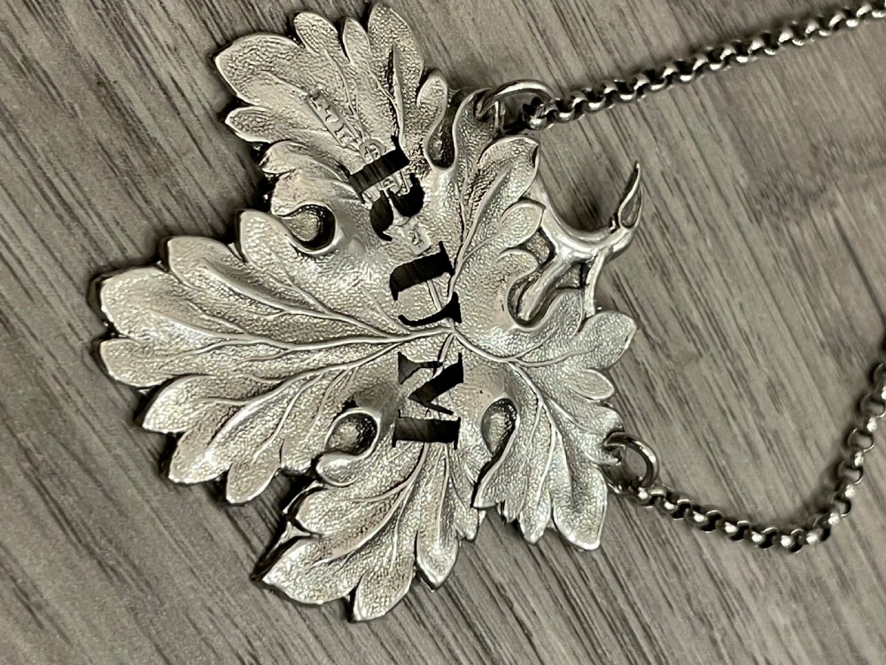 Victorian Solid Silver Decanter Label RUM, by Hilliard & Thomason  View II