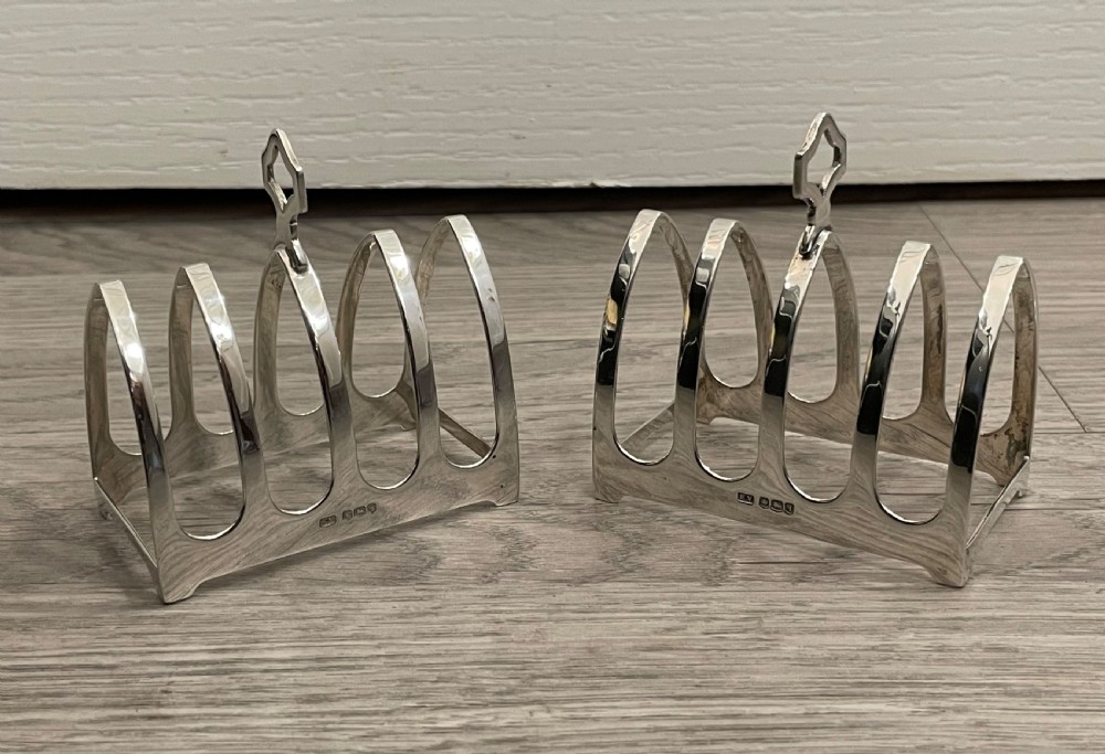 Pair Art Deco Solid Silver Toast Racks, 1933