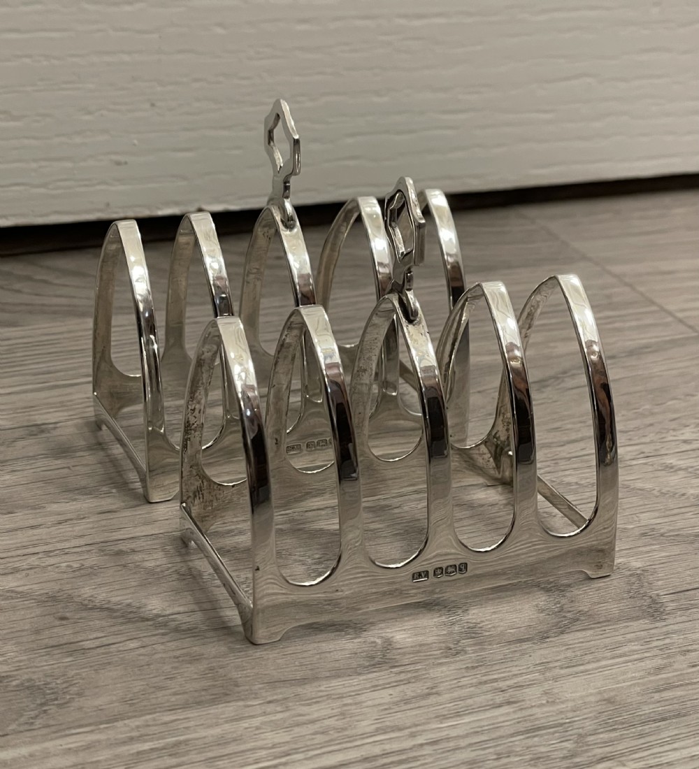 Pair Art Deco Solid Silver Toast Racks, 1933 View II