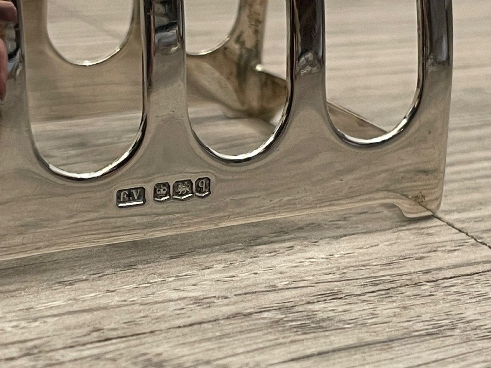 Pair Art Deco Solid Silver Toast Racks, 1933 View IV