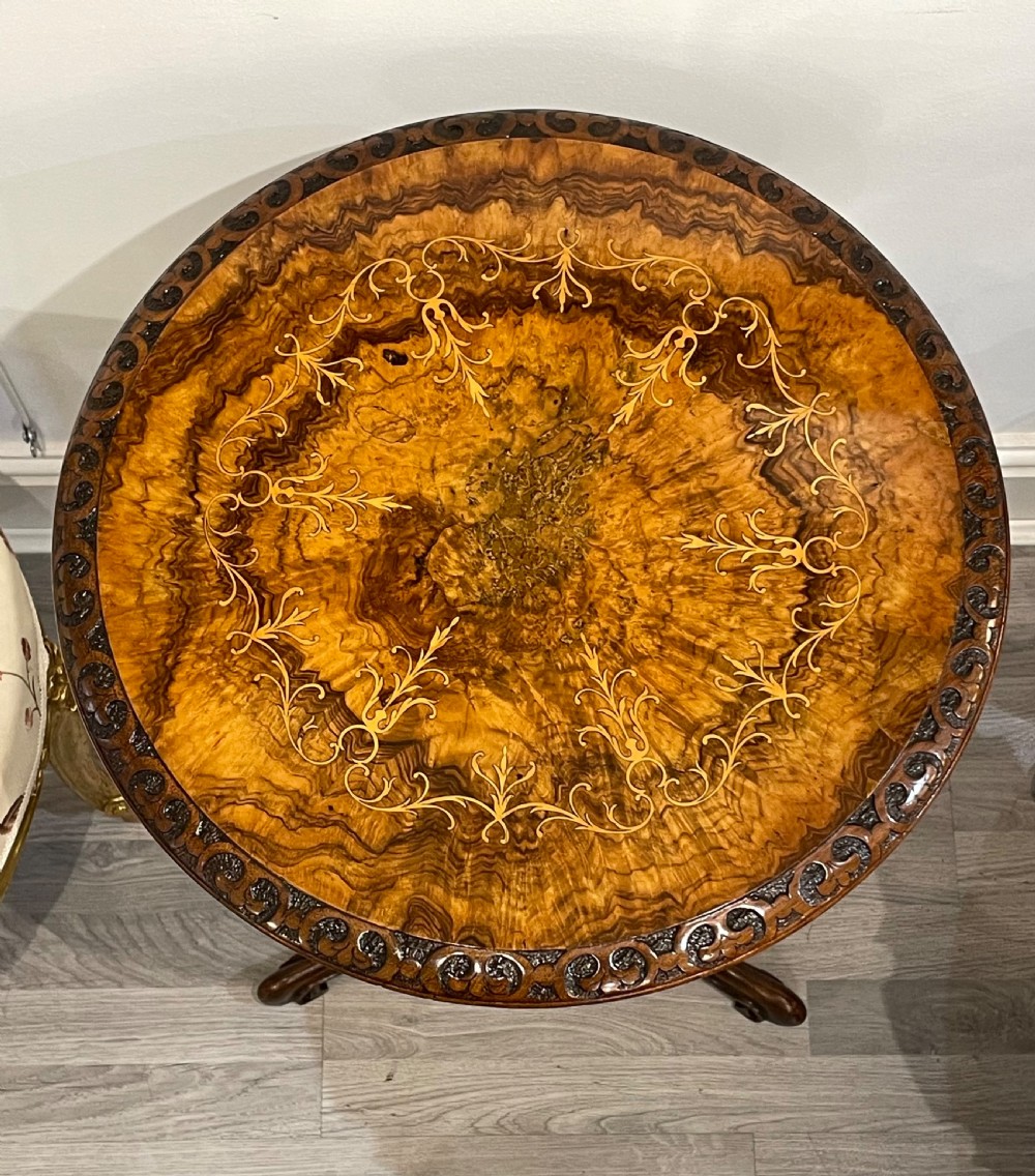 Victorian Burr Walnut Wine Table View III