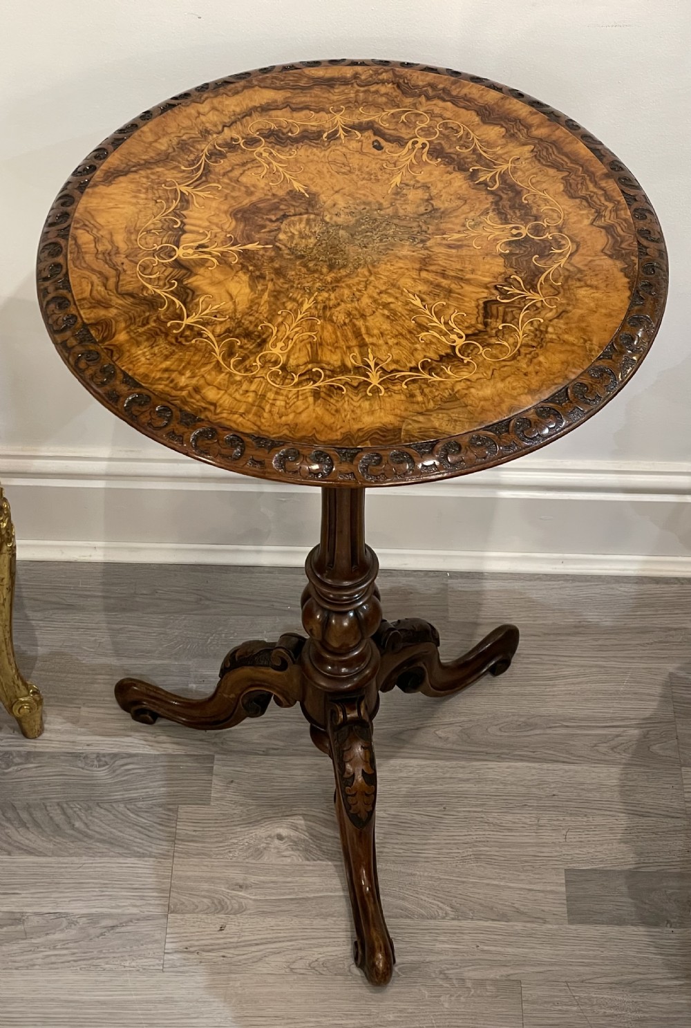 Victorian Burr Walnut Wine Table View V