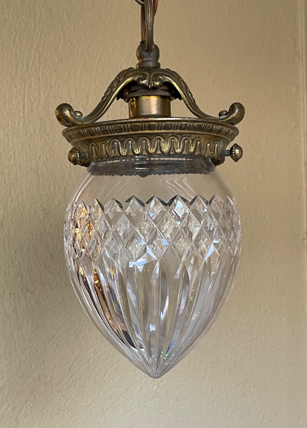 Pretty Early 20th Century Cut Glass Light Pendant Lantern View III