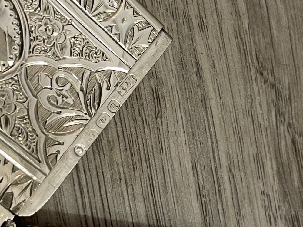 Victorian Silver Card Case in Original Fitted Case, 1876 View V