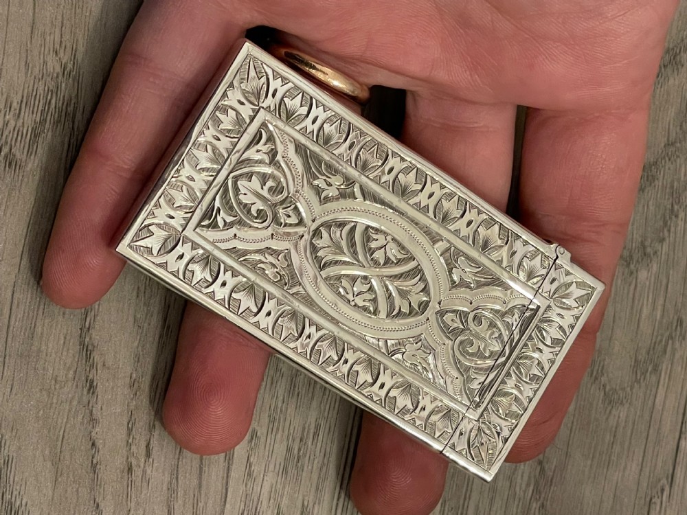 Victorian Silver Card Case in Original Fitted Case, 1876 View VI