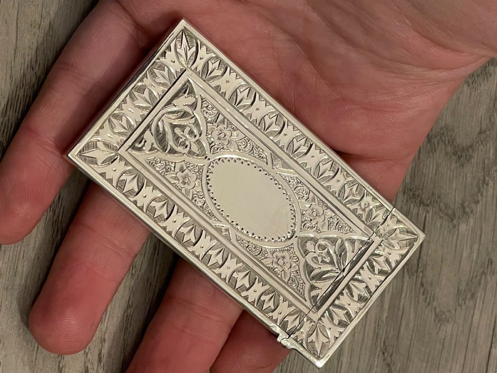Victorian Silver Card Case in Original Fitted Case, 1876 View VII