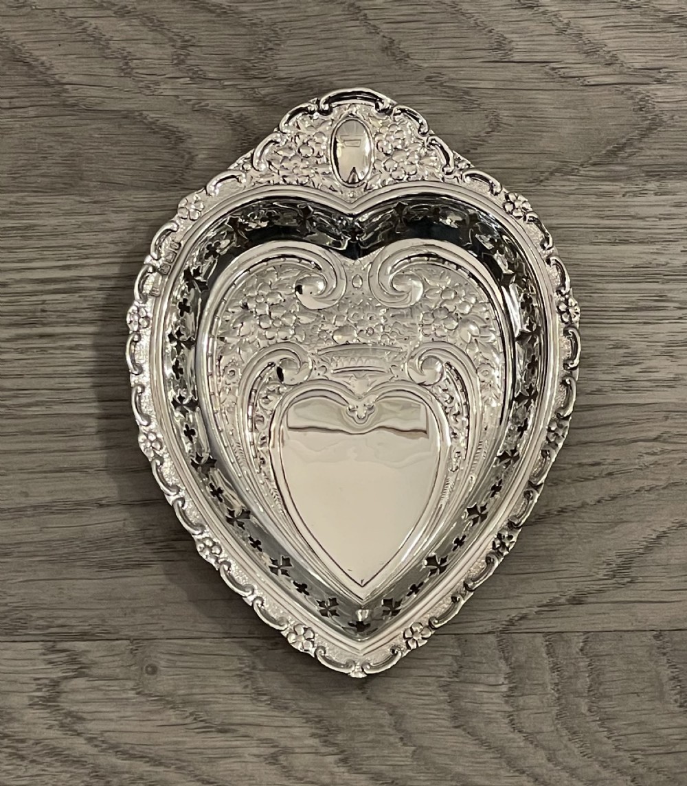 Victorian Solid Silver Heart Dish, 1894