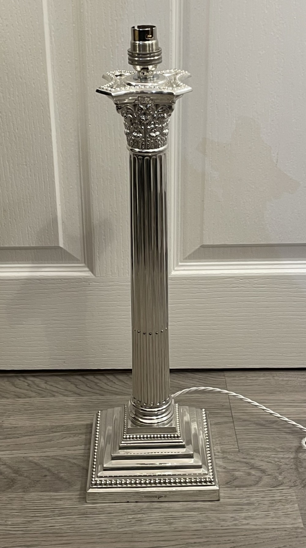 Large Victorian Silver Plated Corinthian Table Lamp