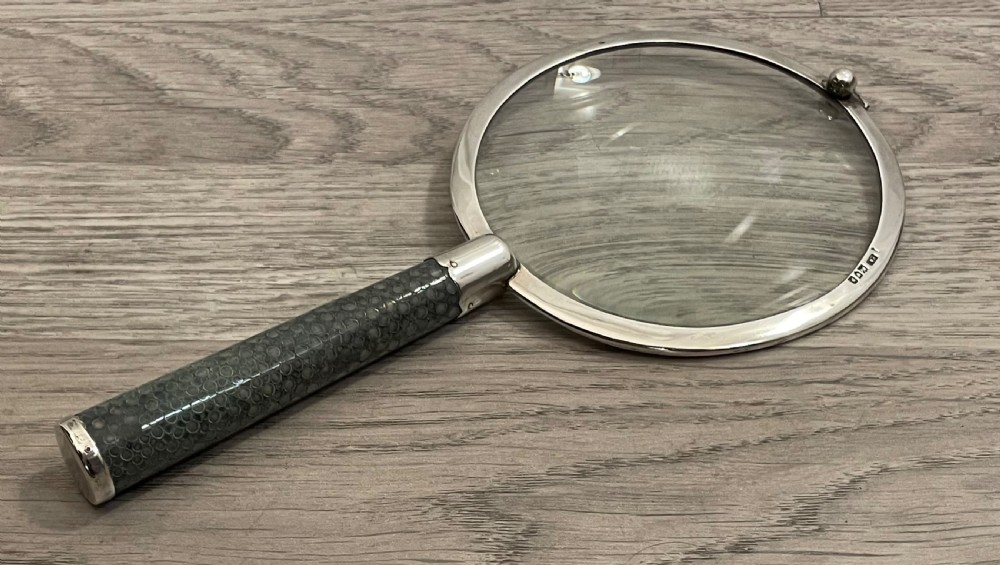 Quality George V Silver & Shagreen Magnifying Glass View II
