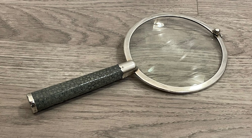 Quality George V Silver & Shagreen Magnifying Glass View III