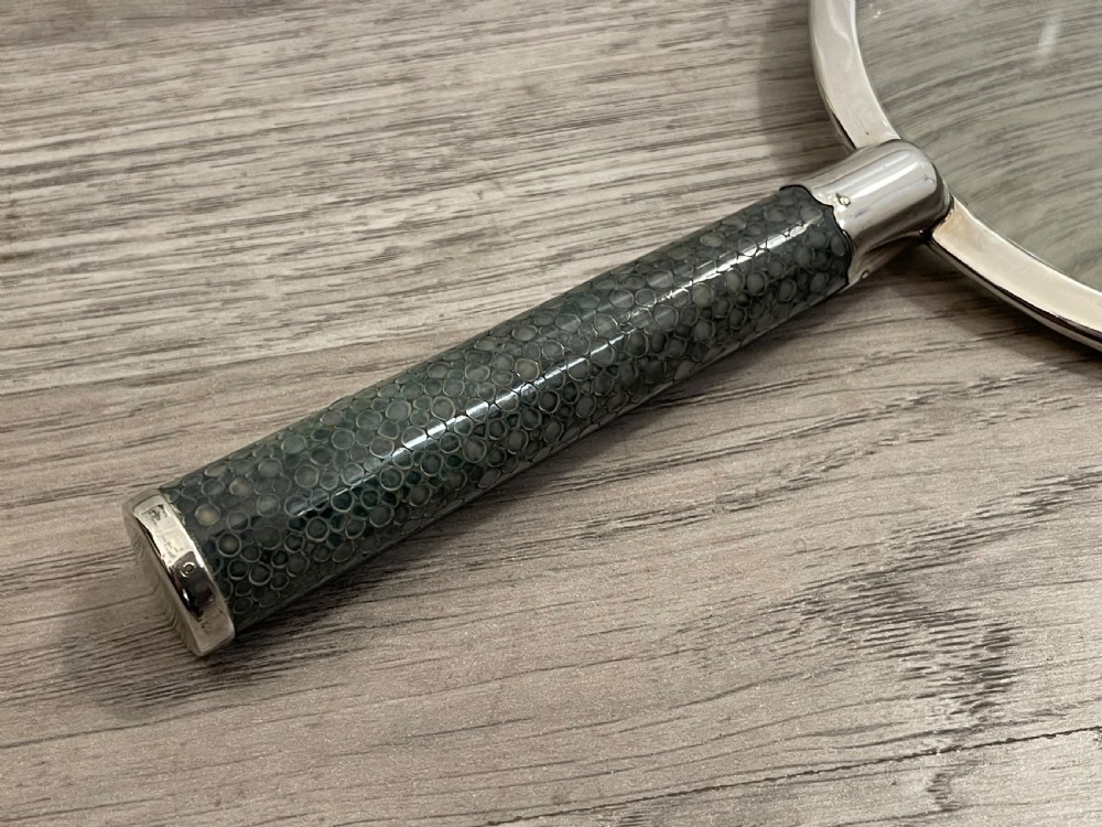 Quality George V Silver & Shagreen Magnifying Glass View VI
