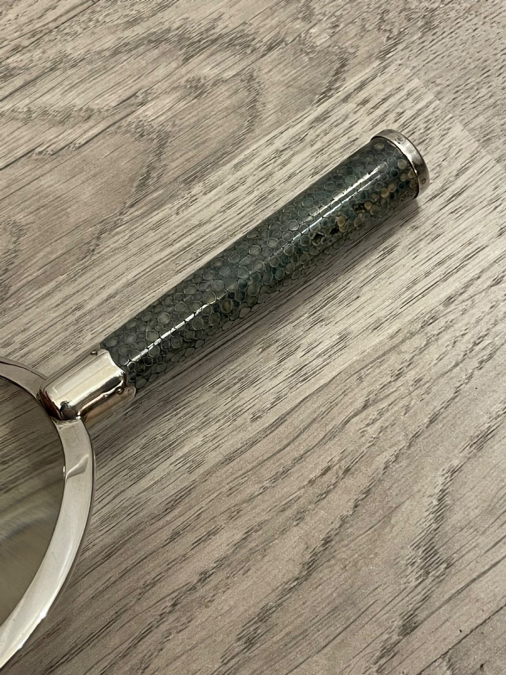 Quality George V Silver & Shagreen Magnifying Glass View VII