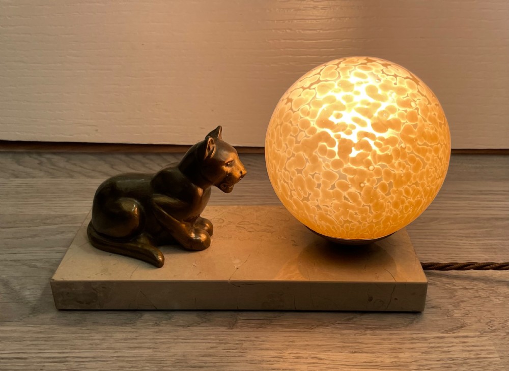 French Art Deco Spelter Mood Lamp, Panther View II