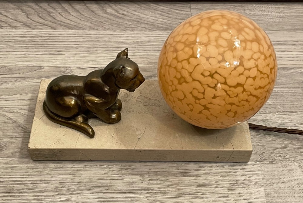 French Art Deco Spelter Mood Lamp, Panther View IV