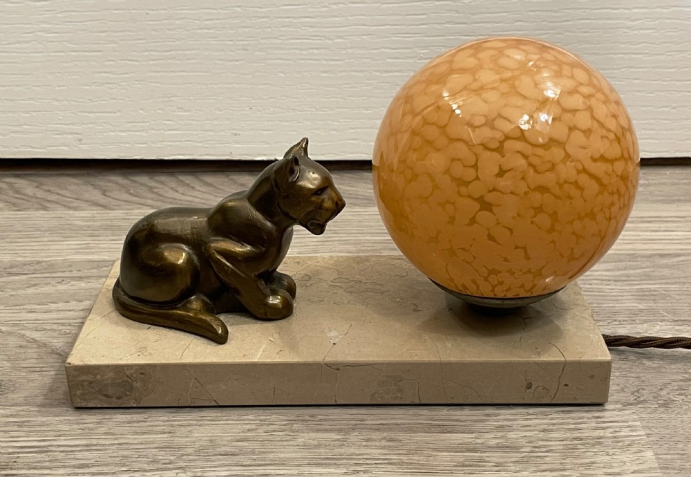 French Art Deco Spelter Mood Lamp, Panther View VII