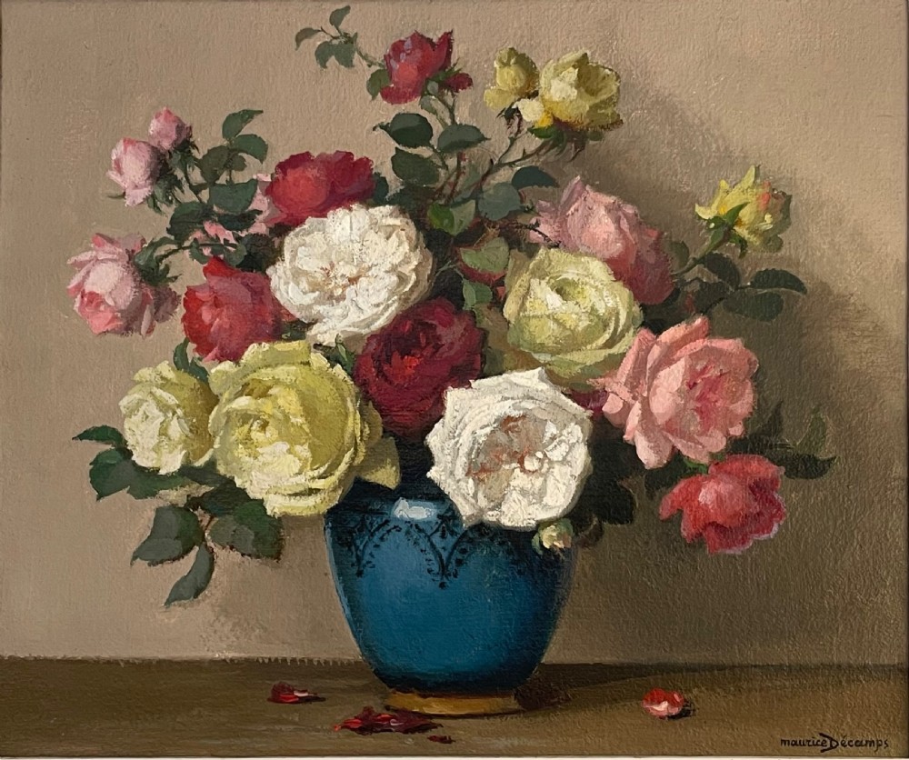 Floral Still Life Oil Painting by Maurice Decamps View II
