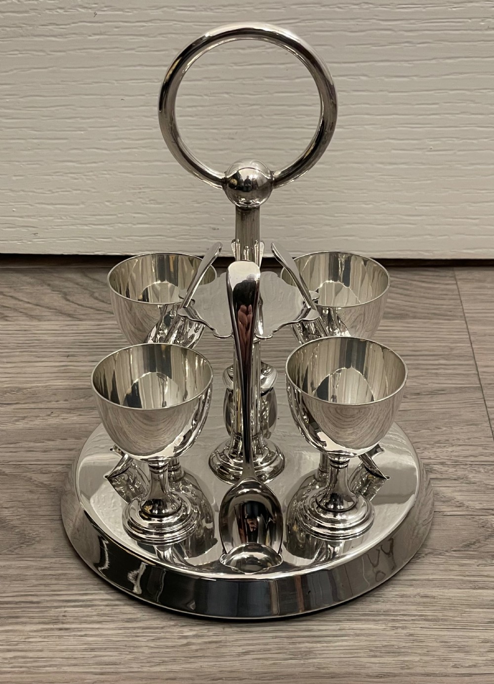 Good Art Deco Period Silver Plated Egg Cruet Set