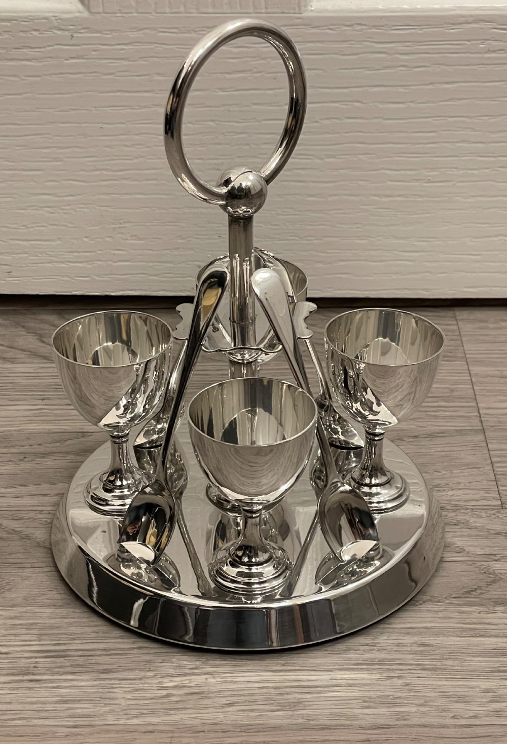 Good Art Deco Period Silver Plated Egg Cruet Set View IV