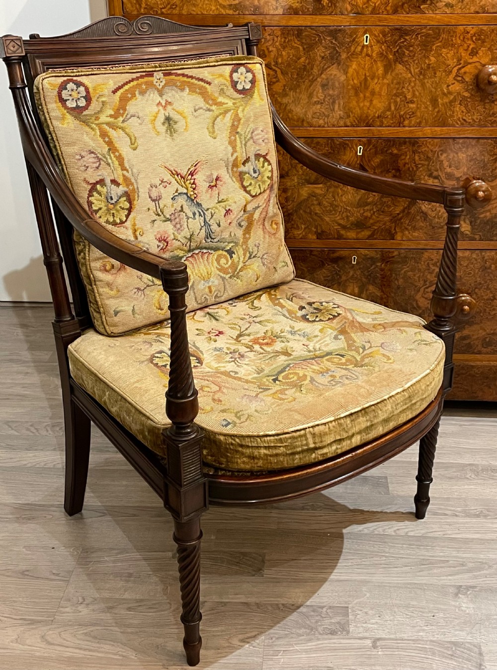 Late Victorian Mahogany Bergere Arm Chair