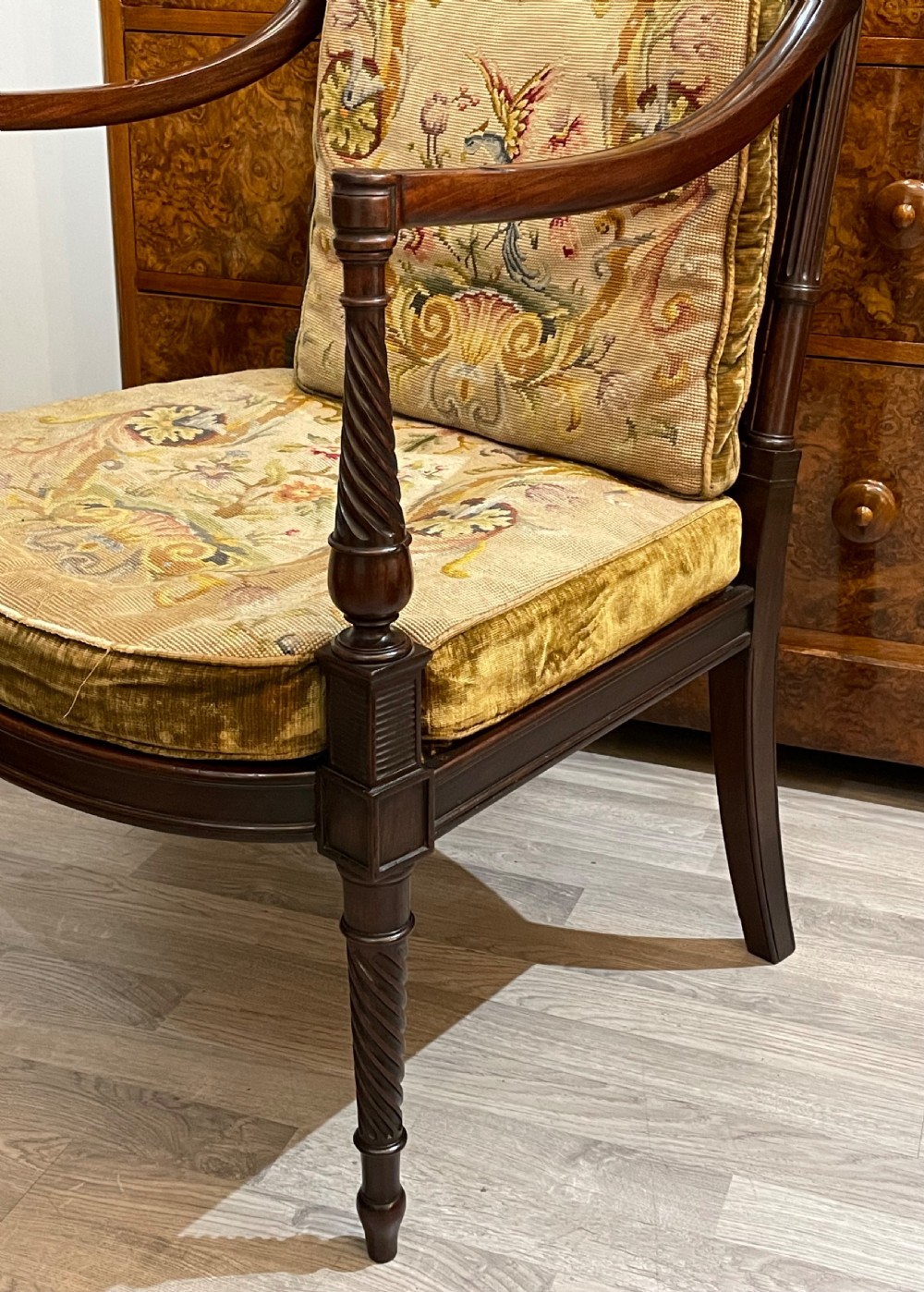 Late Victorian Mahogany Bergere Arm Chair View III