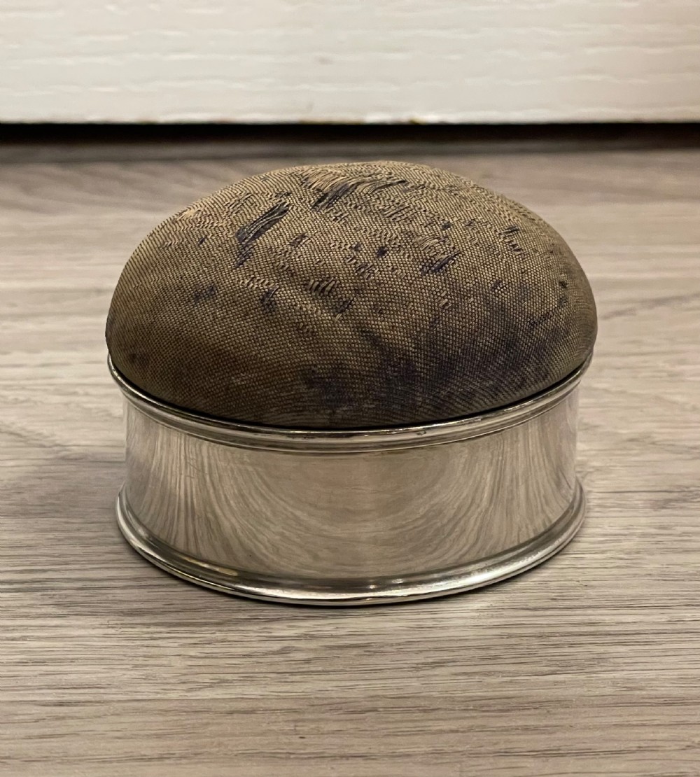 Edwardian Silver and Velvet Jewellery Box Pin Cushion, Chester 1907