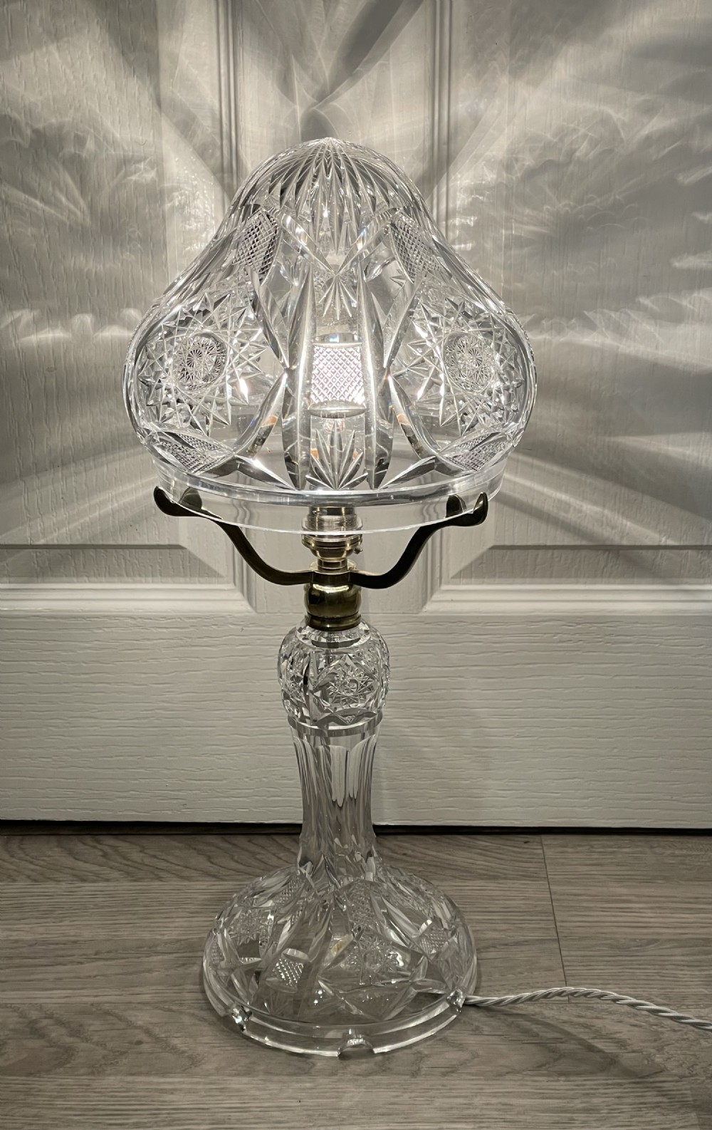 Quality 1930s Single Bulb Cut Glass Mushroom Lamp View II