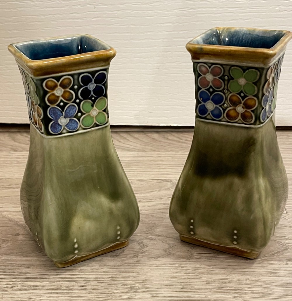 Pair of Royal Doulton Lambeth Vases, Ethel Beard View VI