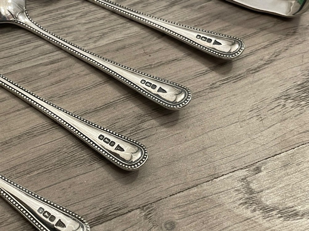 Set of Edwardian Silver Teaspoons and Tongs by Walker & Hall View VI