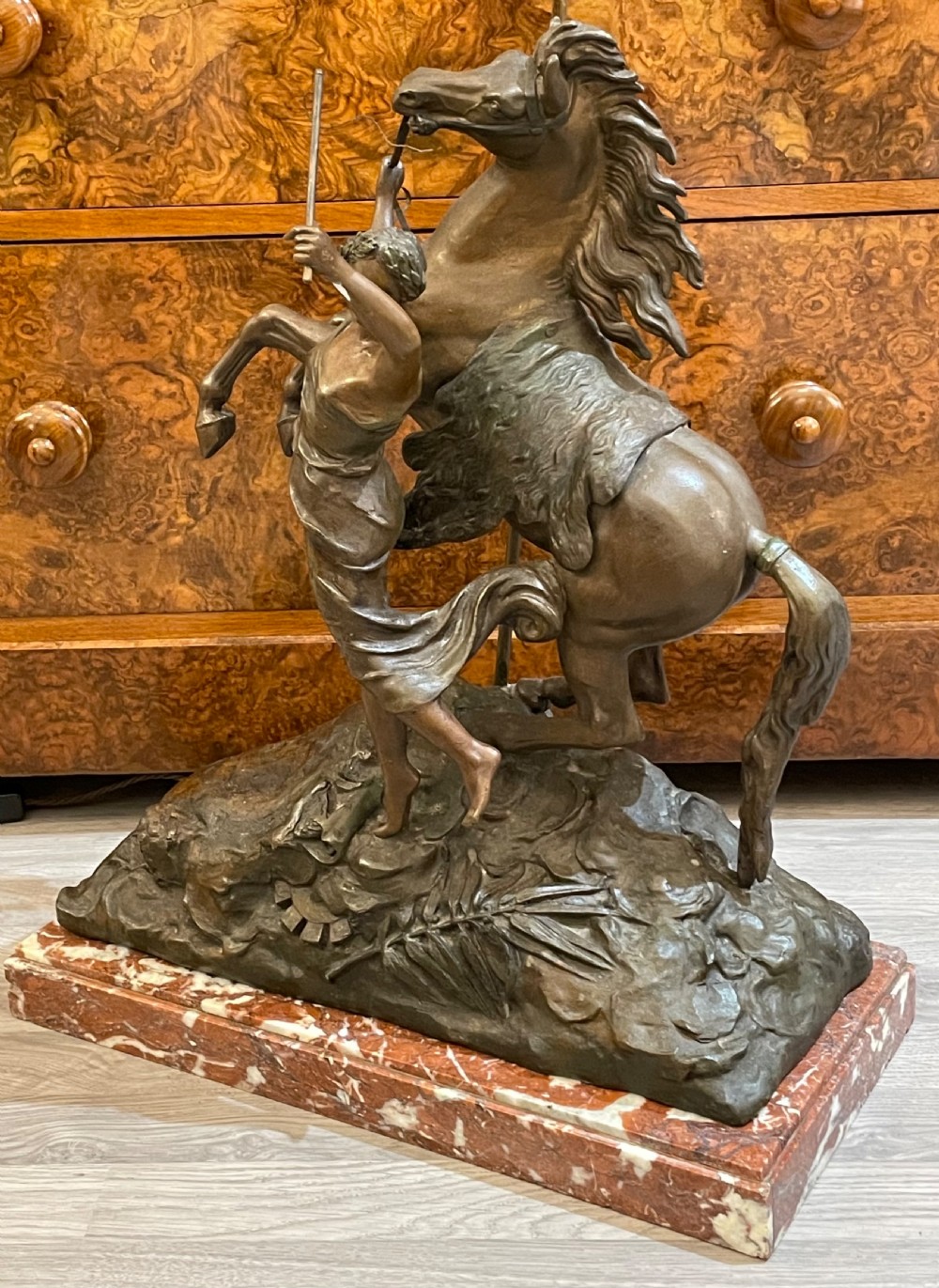 Early 20th Century Marly Horse Spelter Lamp View III