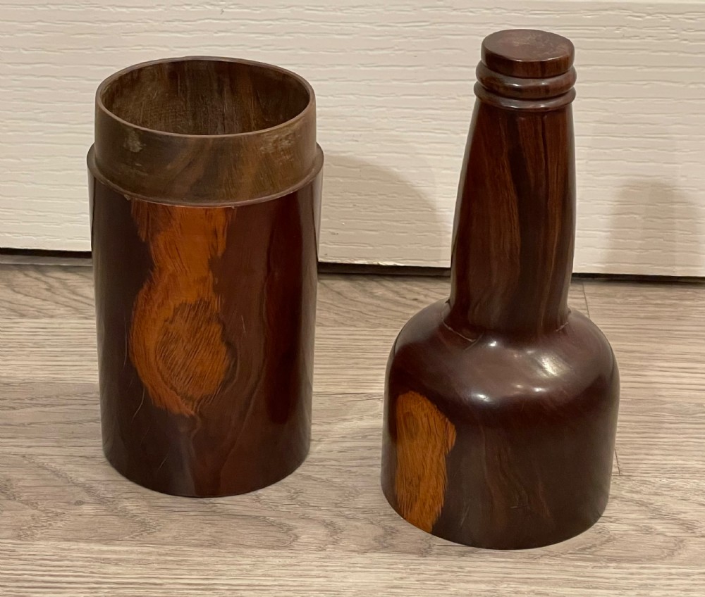 Large 19th Century Lignum Vitae Bottle Holder View III