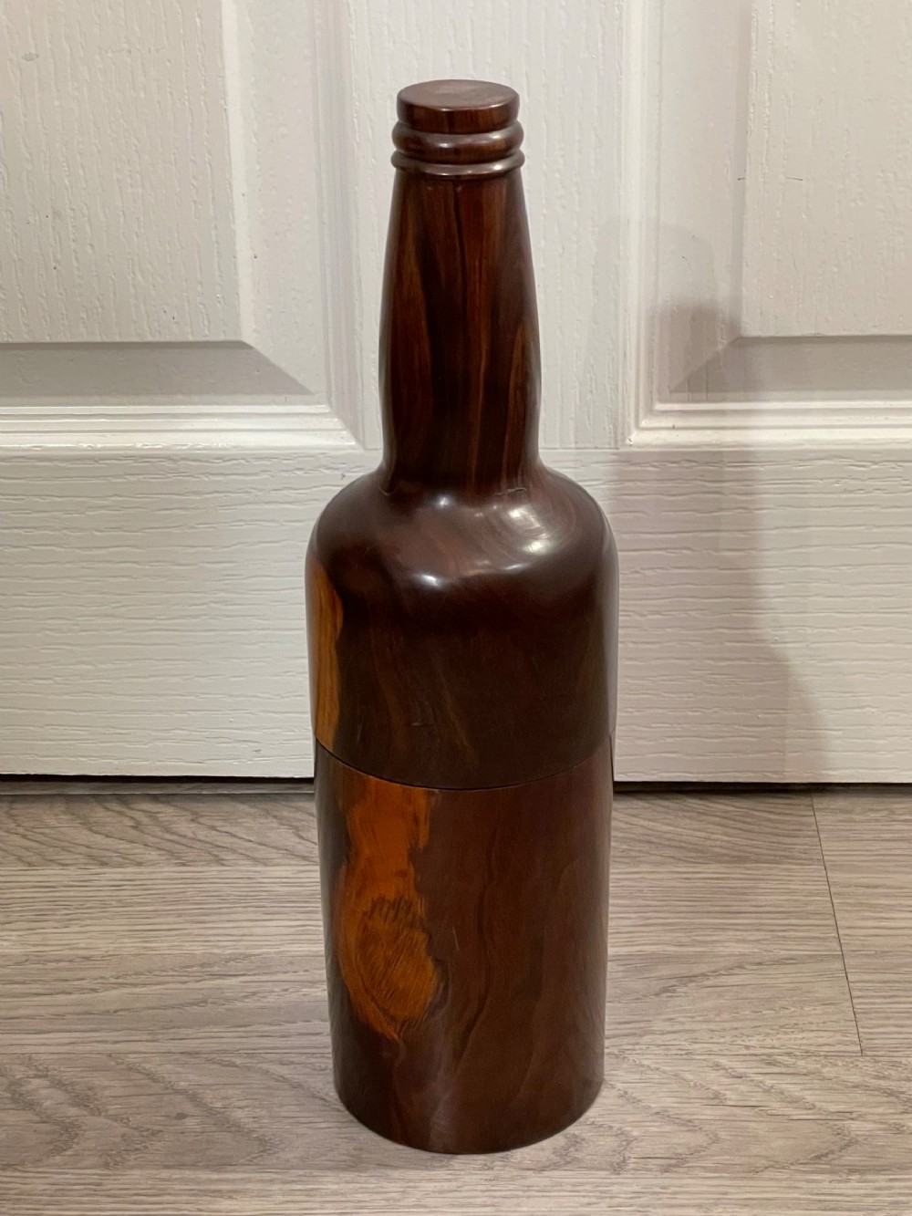 Large 19th Century Lignum Vitae Bottle Holder