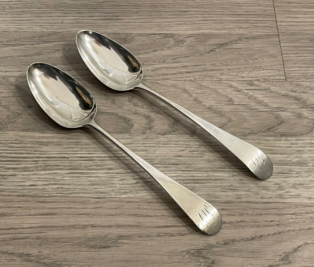 Pair George III Silver Table Spoons by Hester Bateman