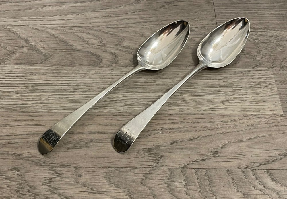 Pair George III Silver Table Spoons by Hester Bateman View III