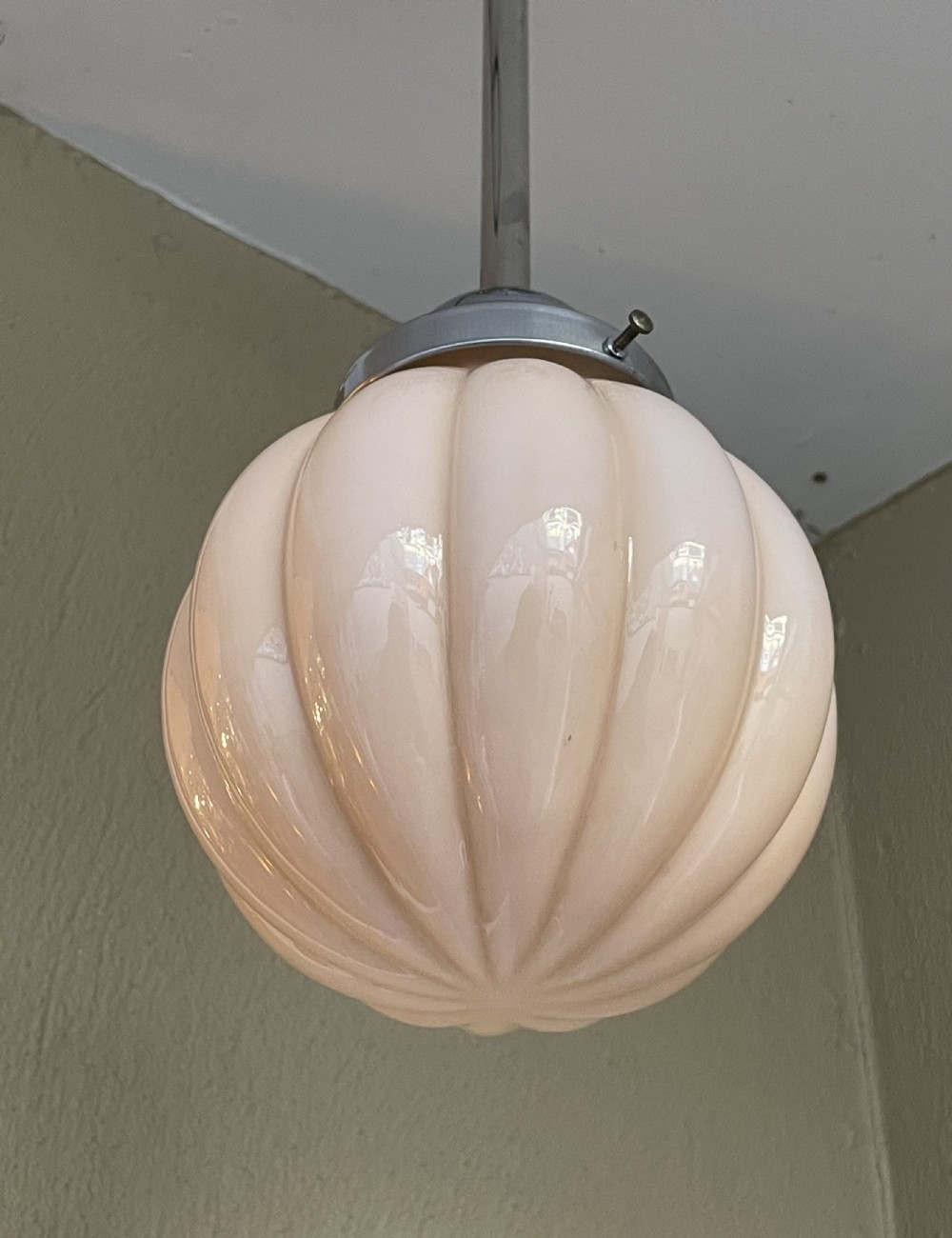Art Deco Chrome and Glass Ceiling Light View II