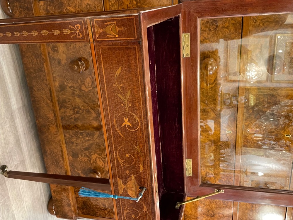 Beautiful Edwardian inlaid Fiddleback Mahogany Bijouterie Table View VIII