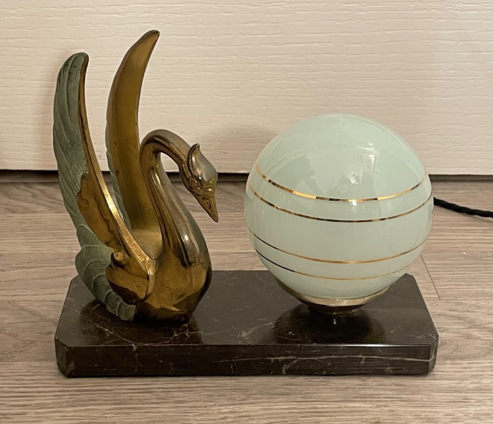 Art Deco French Swan Mood Light Lamp