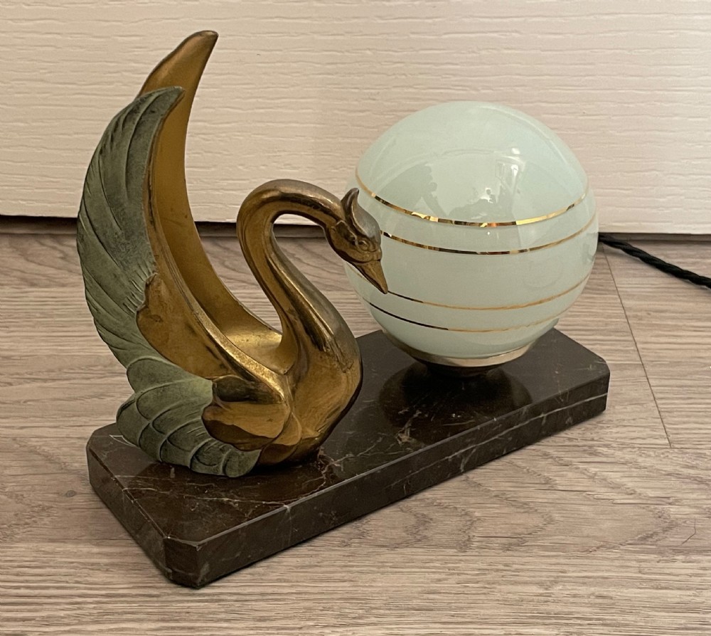 Art Deco French Swan Mood Light Lamp View III
