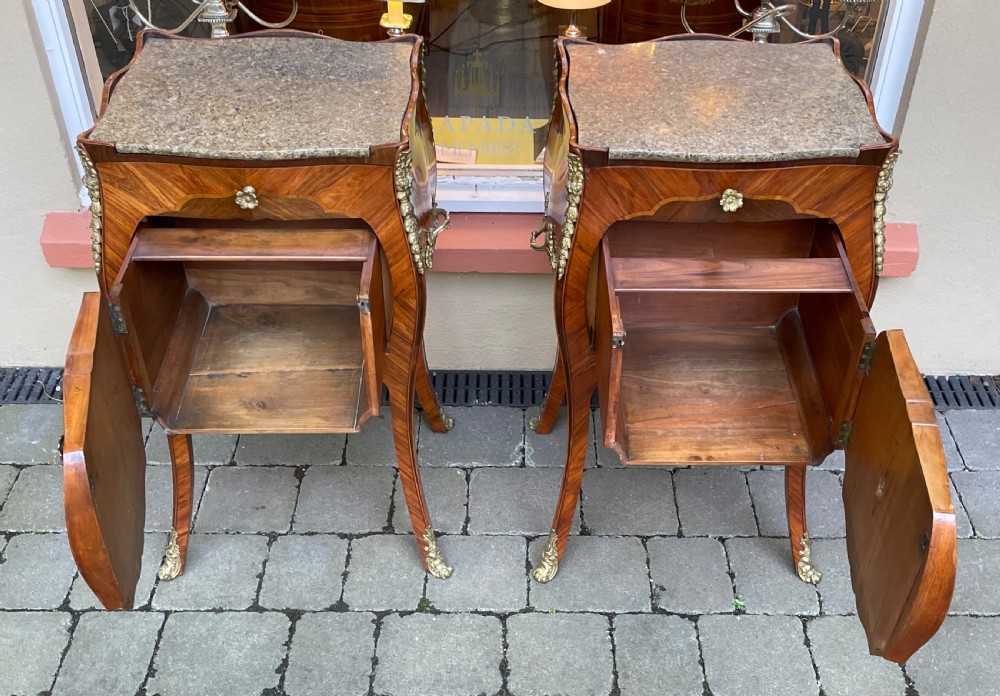 Quality Pair of Rosewood Bombe Commode Bedside Cabinets View III
