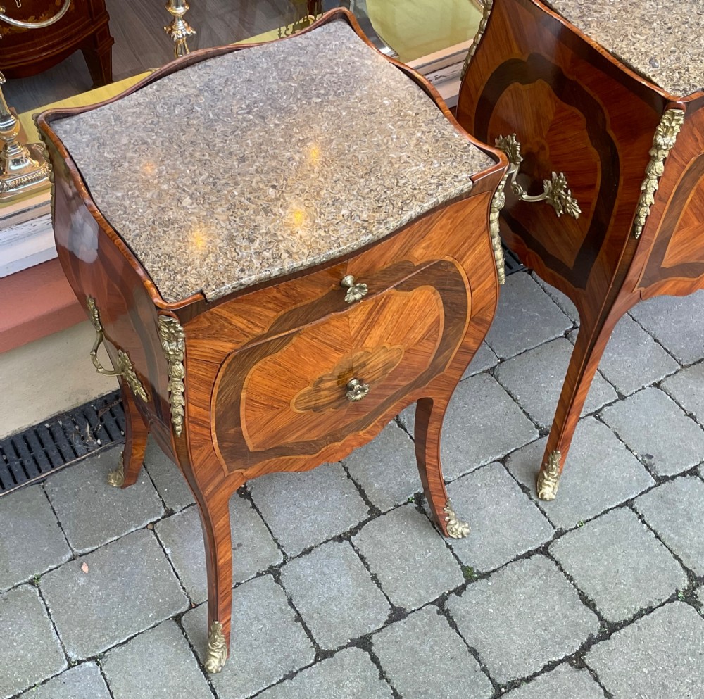 Quality Pair of Rosewood Bombe Commode Bedside Cabinets View IV