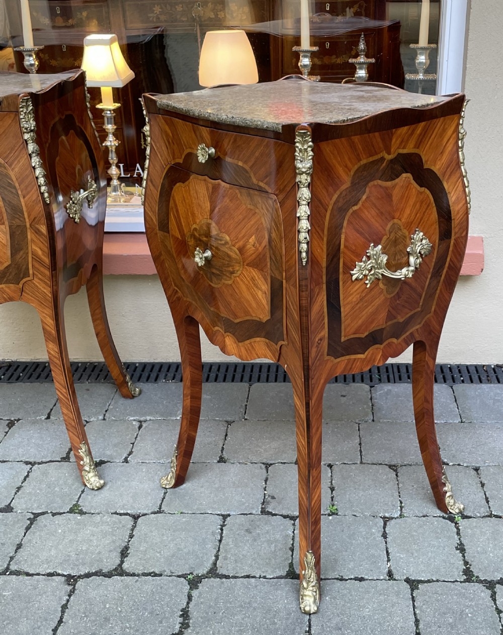 Quality Pair of Rosewood Bombe Commode Bedside Cabinets View VI